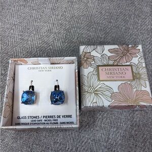 Christian Siriano Brilliant Blue Glass Drop Earrings